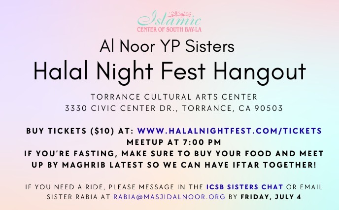 Al Noor YP Sisters Halal Night Fest Hangout