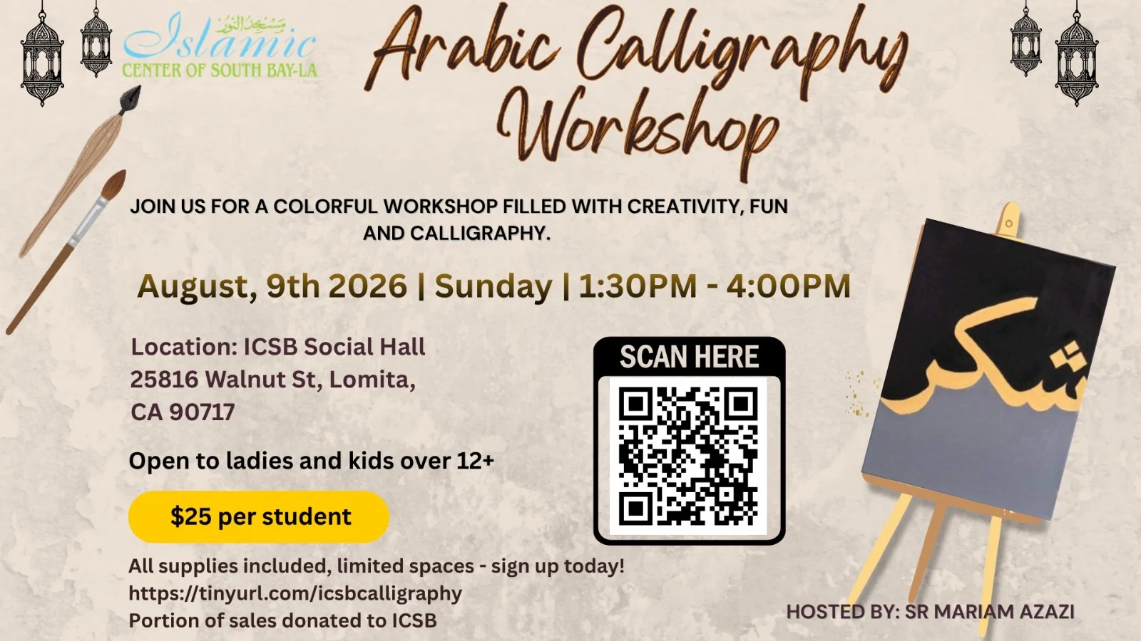 ICSB-LA | ARABIC CALLIGRAPHY WORKSHOP